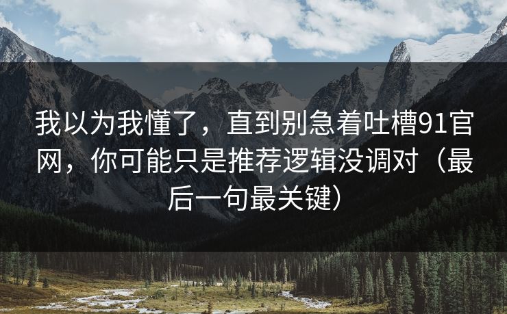 我以为我懂了，直到别急着吐槽91官网，你可能只是推荐逻辑没调对（最后一句最关键）